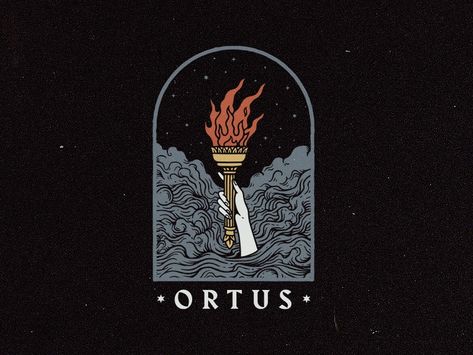 Ortus Torch Bearers by Nebojsa Matkovic on Dribbble Flame Torch Tattoo, Torch Illustration, Ignite Logo, Torch Tattoo, Torch Bearer, Greece Design, Atlas Tattoo, Shadow Logo, Man Illustration