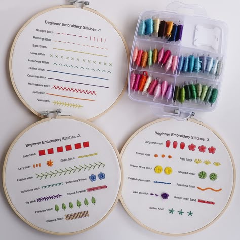 Hand Embroidery Kits For Beginners, Bamboo Embroidery, Basic Hand Embroidery Stitches, Embroidery Stitches Beginner, Beginner Embroidery Kit, Beginners Embroidery, Hand Embroidery Kits, Embroidery Tools, Embroidery Stitch