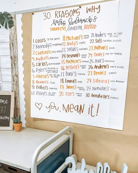 Haylee Harwick | Teacher on Instagram: “I am thankful for each and every one of my students, nuff said ✨⠀⠀⠀⠀⠀⠀⠀⠀⠀ ⠀⠀⠀⠀⠀⠀⠀⠀⠀ Saw @fairchildin5th post this and knew I had to put it…” Holidays In The Classroom, Class Friendsgiving, Teacher Instagram Post Ideas, Thankful For Students From Teacher, Friendsgiving Classroom Ideas, Thanksgiving Anchor Chart, What I’m Thankful For Project, Teacher Thankful For Students, Thanksgiving Classroom Ideas