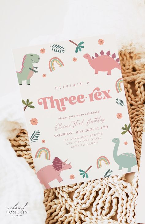 3 Year Toddler Girl Birthday, 3 And 5 Birthday Party, Three Year Old Bday Theme, 3th Birthday Theme, 3 Rd Birthday Party Ideas Girl Theme, 3 Rex Girl Party, Birthday Themes For Girls 3rd Bday, 3rd Dinosaur Birthday Party For Girl, Themes For 3rd Birthday Party Girl