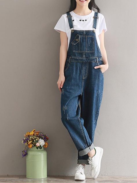 Jumpsuits Elegant, Overalls Casual, Woman Jeans, Women Jumpsuit, Wide Leg Romper, Estilo Hippie, Loose Jumpsuit, Suspender Pants, Denim Romper