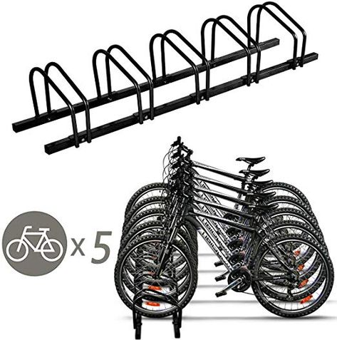 Amazon.com : Goplus 5 Bike Rack Bicycle Stand Cycling Rack Parking Garage Storage Organizer, Black : Sports & Outdoors Cycle Stand Design, Bicycle Stand Design, Pvc Bike Racks, Car Porch Design, Cycle Stand, Cleaning Ceiling Fans, Bike Storage Solutions, Bike Storage Rack, Bicycle Stand