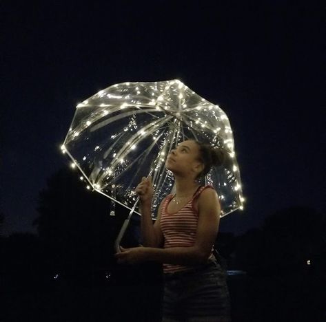 Twinkle lights on umbrella for cute picture. Light Up Umbrella, Halloween Jellyfish, Umbrella Pictures, Jellyfish Halloween, Creative Shoot, Clear Umbrella, Umbrella Lights, Cute Picture, Cute Photo