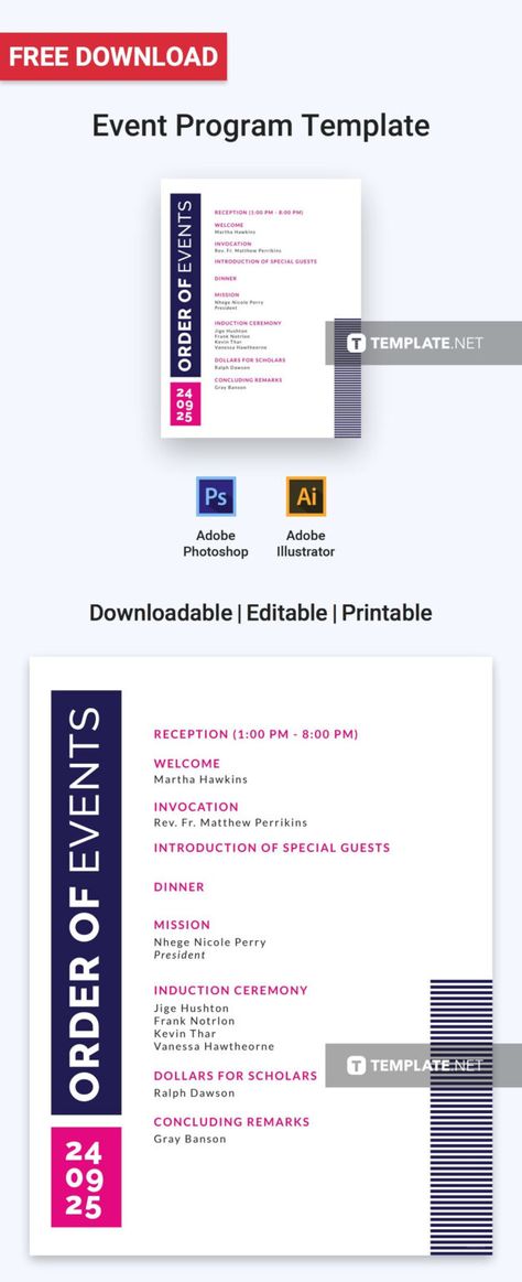 Free Event Program Invitation | Program Template, Free throughout Free Event Program Templates Word Event Program Design Templates, Event Program Design Layout, Event Program Design, Program Layout, Calendar Design Layout, Printable Wedding Program Template, Wedding Table Name Cards, Printable Programs, Event Programs