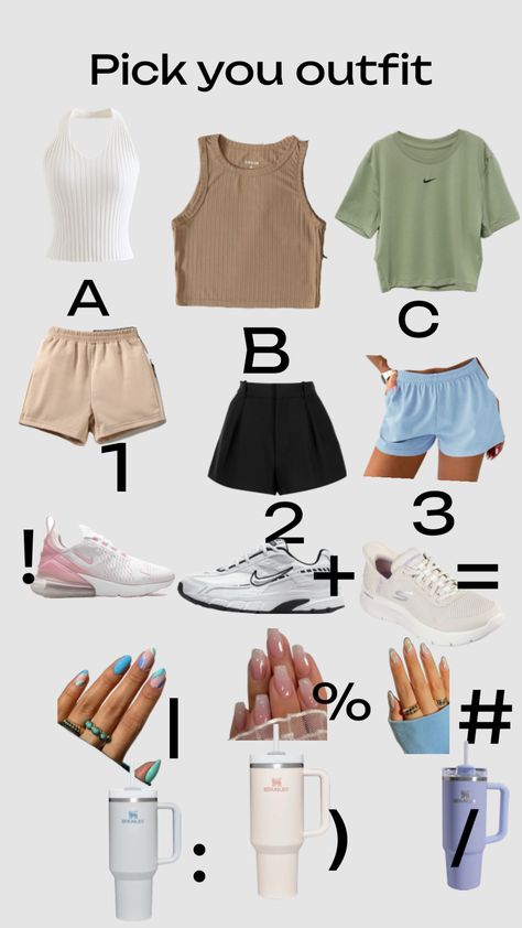 Pick your outfit Pick A Outfit, Pick Your Outfit, Pick An Outfit, Making A Gift Basket, Cute Sporty Outfits, Things To Wear, Pick Outfits, Teen Outfits, Preppy Stuff