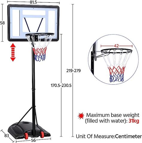 Yaheetech Outdoor Adjustable Basketball Stand, Portable Basketball Hoop Net System on Wheels, 170-230cm😎 Toddler Basketball Hoop, Practice Basketball, Backyard Court, Hoop Net, Toddler Basketball, Basketball Rim, Portable Basketball Hoop, Basketball Systems, Indoor Basketball