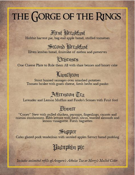 Always need inspiration for planning a LOTR marathon menu. Must eat like hobbitses. Hobbit Feast, Lembas Bread, Hobbit Food, Feast Ideas, Lotr Movies, Hobbit Party, Blue Buddha, Geek Food, Dinner And A Movie