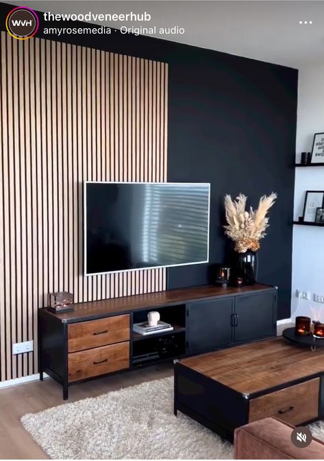 Feature Wall Living Room, Apartment Living Room Design, Accent Walls In Living Room, Living Room Partition, Small Bedroom Decor, Bedroom Decor Design, Home Design Living Room, Living Room Wall Decor, Living Room Tv Wall