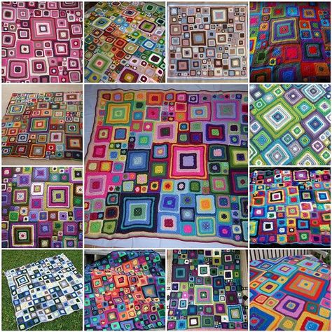 Babette Blanket, Geometric Quilt, Crochet Quilt, Manta Crochet, Granny Square Blanket, Crochet Square, Crochet Blankets, Yarn Projects, Crochet Squares