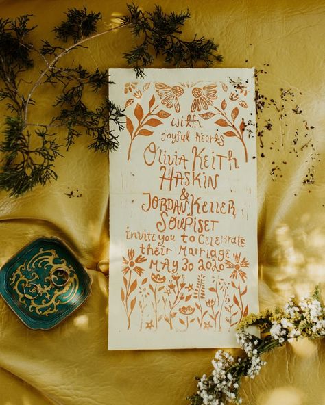 Backyard Wedding Invites, Wedding Invitations Artistic, 70 Wedding, Hand Stamped Wedding Invitations, Alternative Wedding Invites, Eclectic Wedding Invites, Handwritten Wedding Invitations Diy, Artsy Wedding Invitation, Wildflower Wedding Invite