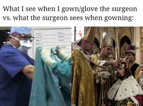 Scrub Tech Humor, Surgical Technologist Humor, Operating Room Nurse Humor, Operating Room Humor, Healthcare Memes, Surgical Technologist Student, Nurse Meme, Surgery Humor, Surg Tech