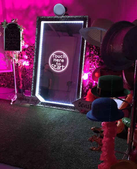 Mirror Photobooth Ideas, Photobooth Mirror, Party Mirror, Wedding Activations, Interactive Party Ideas, Neon Photobooth, Party Photobooth, Mirror Photobooth, Party Entertainment Ideas