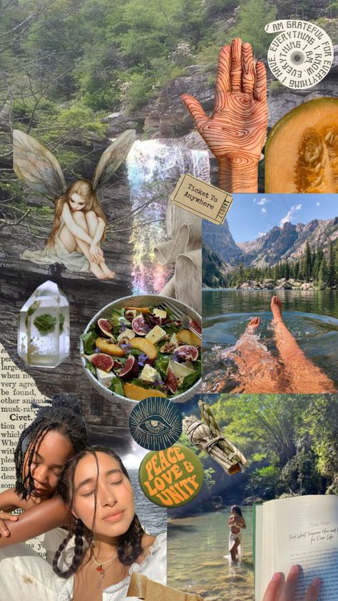 #model #spirituality #earthangels #hitomimochizuki #cottagecore #naturecore #nature #natureaesthetic Spiritual Aesthetic Photography, Spiritual Collage, Skincare Motivation, Spiritual Vision Board, Healing Nature, That Girl, Better Version Of Yourself, Save Nature, Hippie Culture