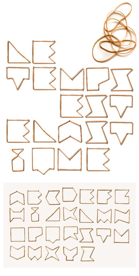 Rubber Band Typeface - Nicolas Queffelec Experimental Typeface, Modular Type, Alphabet Graffiti, Experimental Type, Inspiration Typographie, Typography Designs, Light Writing, Art Web, Graffiti Alphabet