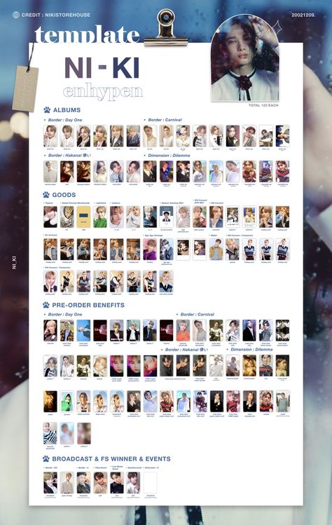 Niki Photocards Template, Niki Photocards, Photocards Template, Pc Template, Enhypen Niki, Photo Card Template, Inspiration Ideas, Image Gallery, Card Template