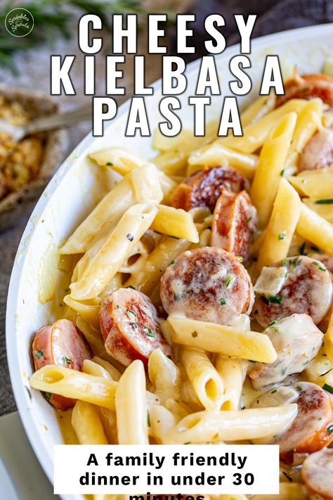 This Creamy Cheesy Kielbasa Pasta is perfect for a cozy night or when you're trying to whip up something quick and delicious for dinner. The combination of kielbasa, pasta, and a creamy cheese sauce is simply irresistible. It's the ultimate comfort food that will leave you feeling satisfied and happy. It is so versatile; you can switch up the pasta shape or try different types of cheese or sausage to make it your own. Cheesy Kielbasa Pasta, Kielbasa Pasta Recipes, Kilbasa Sausage Recipes, Cheesy Kielbasa, Kielbasa Pasta, Bologna Recipes, Sprouts Recipes, Creamy Cheese Sauce, Kielbasa Recipes