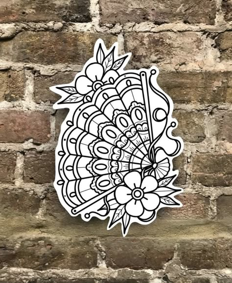 Traditional Tattoo Outline, Leg Patchwork, Traditional Tattoo Stencils, Sam King, Traditional Black Tattoo, Fan Tattoo, New Tattoo Designs, Traditional Tattoo Sleeve, Traditional Tattoo Art