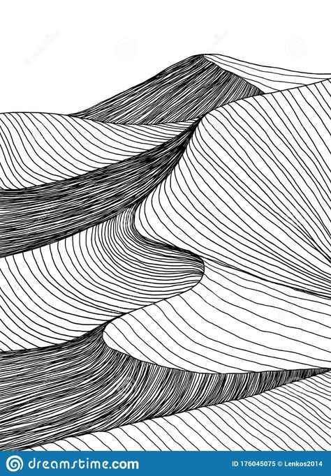 Abstract desert sahara landscape. Line art hand drawn illustration. Desert landscape view. Sand dunes line drawing vector. Black. Illustration about climate, outdoor - 176045075 Implied Line Art, Unity Line, Landscape Line Art, Modele Zentangle, Fineliner Art, Desert Sahara, 심플한 그림, Inktober 2024, Drawn Map