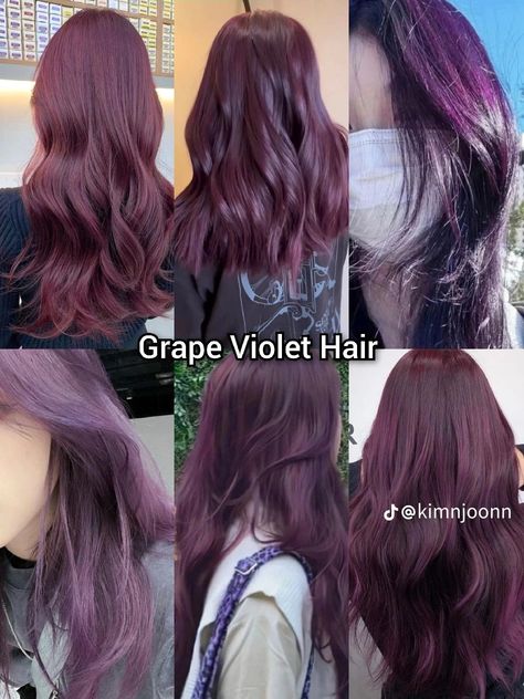 Purplish Hair Color, Blueberry Hair Color, Reddish Purple Hair, Ethereal Hairstyles, Grape Hair, Blueberry Hair, Pelo Color Vino, Wine Hair Color, Hair Color Plum