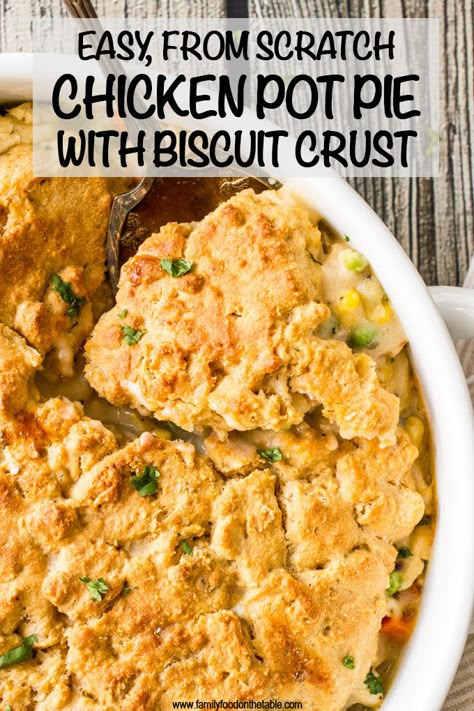 Homemade Drop Biscuits, Easy Homemade Gravy, Biscuit Chicken Pot Pie, Healthy Chicken Pot Pie, Biscuit Crust, Easy Healthy Chicken, Homemade Chicken Pot Pie, Pot Pie Casserole, Chicken Pot Pie Casserole