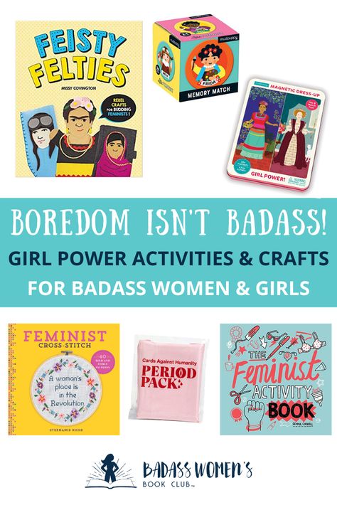 We've combined a list of some of the best feminist games, crafts and puzzles for badass women and girls to do during this time of staying at home. Click the link to find them all on Amazon and become a badass - not bored - woman! #womensbookclub #badasswomensbookclub #bookactivities #bookclubrecs #activities #crafts #puzzles Bored Women, Womens Book Club, Badass Women, Girl Power, Book Gifts, Book Club Books, Book Activities, Book Club, Favorite Books