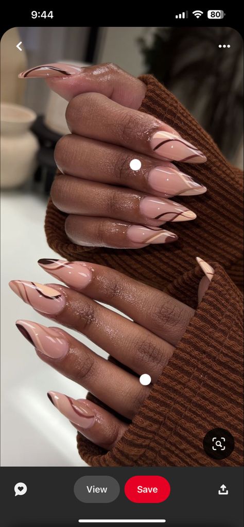 Fall Almond Nails, Fall Nails Ideas, Fail Nails, Brown Acrylic Nails, Brown Acrylic, Nails Aesthetic, Simple Acrylic Nails, Work Nails, Almond Nails Designs