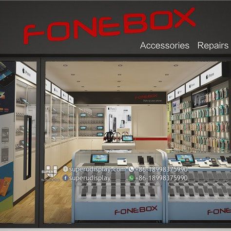 Mobile Accessories Shop Design, Phone Shop Design Interiors, Accessories Shop Design, Phone Shop Design, Electronics Store Design, Mobile Accessories Shop, 3d Rendering Interior, Rendering Interior Design, Mobile Shop Design