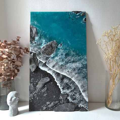 Oceanic Escape. Custom Sizes Wall Art. Made to Order. 3D - Etsy Australia Resin Wall Decor, Ocean Waves Art, Resin Creations, Resin Crafts Tutorial, Ocean Wall Art, Wave Art, Large Wall Decor, Ocean Wave, Mini Canvas Art