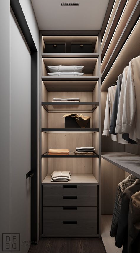 Brutal Minimalism, Narrow Closet Design, Small Dressing Rooms, Walking Closet, Walk In Closet Design, Closet Design Layout, Minimal Wardrobe, Open Closet, Wardrobe Interior Design