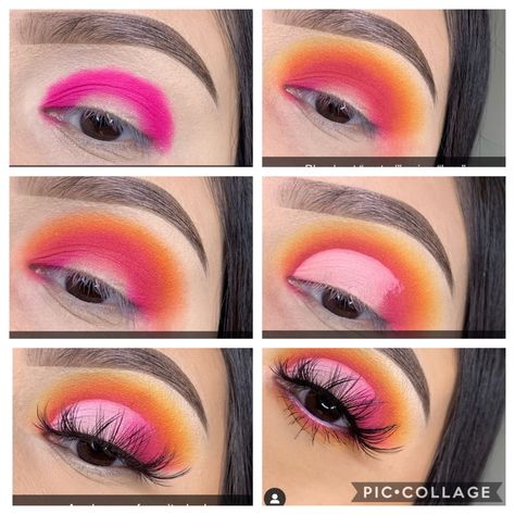 Easter Eyeshadow Looks, Ombré Eyeshadow, Eye Mekup, Bright Pink Eyeshadow, Eyeshadow Art, Spring Eye Makeup, Makeup 2023, Rainbow Eye Makeup, New Makeup Ideas