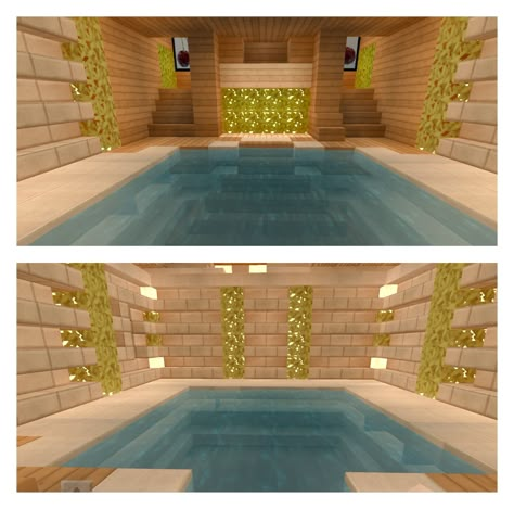 Pool House Minecraft, Minecraft Indoor Pool Ideas, Mincraft Idea Swimming Pool, Minecraft Infinity Pool, Pool Ideas Minecraft, Indoor Pool Minecraft, Minecraft Swimming Pool Ideas, Minecraft Pool Ideas Design, Stairway Minecraft