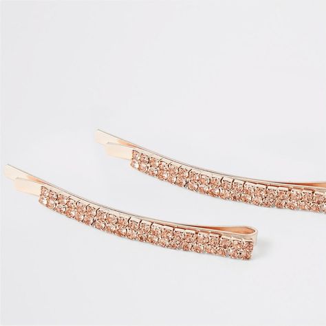 Rose gold colour embellished hair slides Rose Gold Hair Clip, Corset Belt, Gold Pin, Rose Gold Hair, Hair Slide, Rose Gold Color, Base Metal, Womens Scarves, Women's Accessories