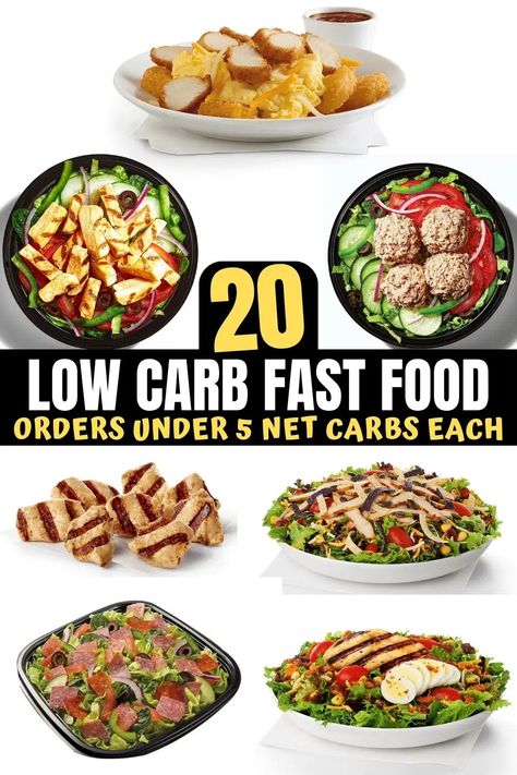 20 BEST Low Carb Fast Food Options Under 5 NET CARBS Low Carb Fast Food Options, Fast Food Low Carb, Fast Food List, Low Carb Fast Food, Keto Fast Food Options, Low Carb Rice, Keto Fast Food, Fajita Vegetables, Chicken Protein