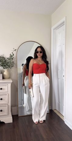 Period Outfits, Top Rojo, Safari Outfits, Finger Tattoo For Women, Fiesta Outfit, Simple Summer Outfits, Midsize Fashion, Looks Party, Period Outfit