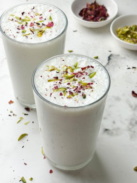 Sweet Lassi Recipe Sweet Lassi, Lassi Recipe, Coconut Milk Yogurt, Almond Milk Yogurt, Indian Drinks, Lassi Recipes, Plant Based Yogurt, Full Fat Yogurt, Yogurt Drinks