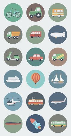 Different Types Of Transportation, Modern Transportation, Transportation Preschool, Future Transportation, Flat Design Icons, Shapes Design, Travel Icon, Graphic Design Resume, Flat Icons