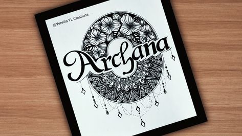 #mandala #arts #calligraphy #font Mandala Art In Letters, Name Mandala Art, Name Mandala, Beginners Calligraphy, Word Mandala, Name Tattoo Design, Mandala Art For Beginners, Mandala Arts, Easy Mandala