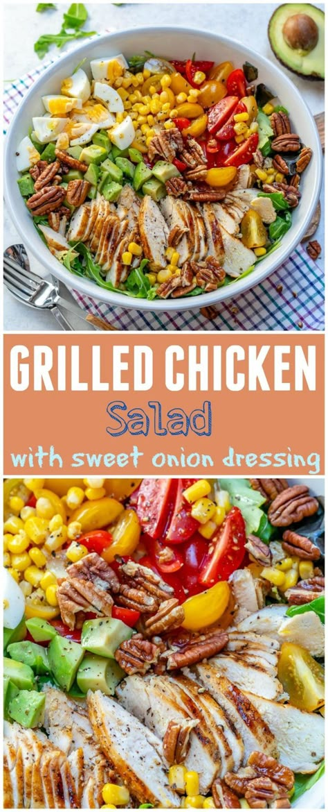 Sweet Onion Dressing, Salad Homemade, Clean Food Crush, Grilled Chicken Salad, Food Crush, Clean Food, Chicken Salad Recipes, Greens Recipe, How To Make Salad