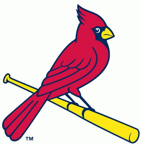 St. Louis Cardinals Alternate Logo (1998) - A cardinal perched on a yellow bat looking right Stl Cardinals Baseball, Mlb Team Logos, St Louis Cardinals Baseball, Stl Cardinals, Mlb Logos, Cubs Baseball, Cardinals Baseball, Red Bird, Mlb Teams