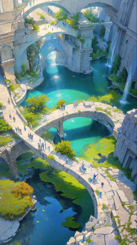 Fantasy Coastal City Concept Art, Dnd Coastal City, Water City Concept Art, Water City Fantasy Art, Fantasy Port City, Anime Picture Hd, Harbor City, Mystical Places, Heaven Art