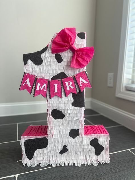 28 Tall Number One First Rodeo Birthday Piñata. With Hanging Rope. Personalize Your Name Available for BOY and GIRL - Etsy Cow Piñata, Cowgirl First Birthday Party, Rodeo Decorations, Candy Filling, First Rodeo Birthday, Wild West Birthday, 1st Rodeo, Baby First Birthday Themes, Rodeo Birthday Parties