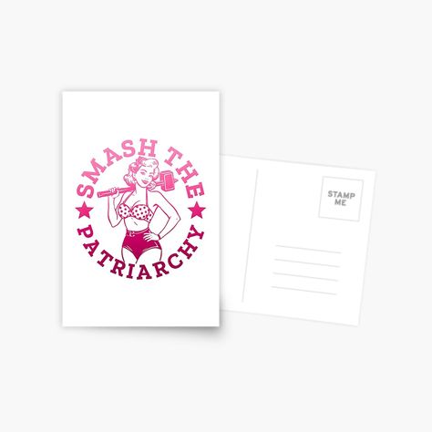 Get my art printed on awesome products. Support me at Redbubble #RBandME: https://www.redbubble.com/i/postcard/Smash-the-Patriarchy-Retro-Pin-Up-Feminist-Art-by-Unitepeople/162894634.V7PMD?asc=u Smash The Patriarchy, Retro Pin Up, Feminist Art, Postcards For Sale, Postcard Design, Womens Rights, Unique Artwork, Strong Women, Vintage Art