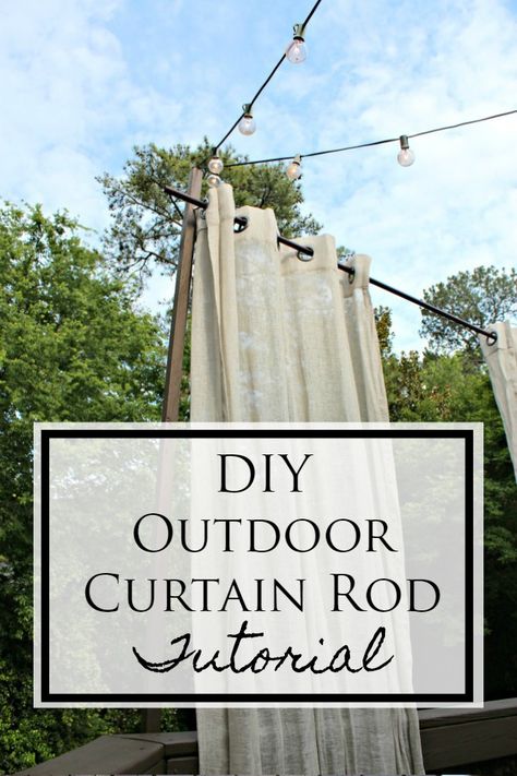 DIY Outdoor Curtain Rod- This tutorial shows you how to hang a privacy curtain for your deck- even if you don't have a roof!  #outdoor #porch #deck #outdoordecor Deck Curtains, Outdoor Curtain Rods, Veranda Design, Outdoor Curtains For Patio, Deck Privacy, Patio Privacy, Yucca Plant, Patio Curtains, Backyard Privacy