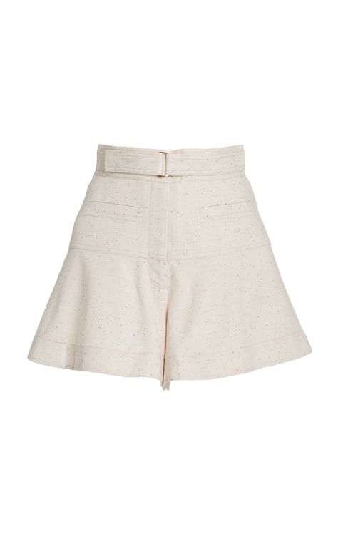 Hanbury Belted Cotton-Blend Flared Shorts by ACLER for Preorder on Moda Operandi Flared Shorts, High Waisted Pants Outfit, Fur Dress, Gucci Fashion, Slow Fashion, Moda Operandi, Daily Fashion, Fashion Collection, High Fashion