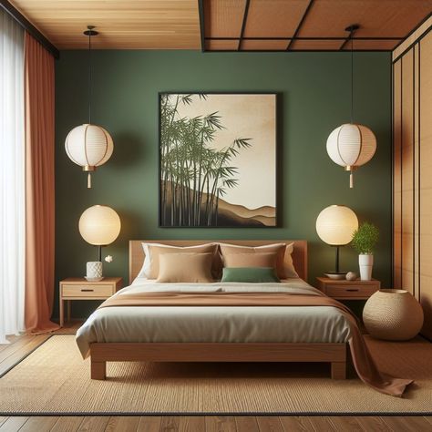 Feng Shui Bedroom Green And Bamboo Bedroom, Bedroom Feng Shui Colors, Feng Shui Bedroom Layout, Asian Inspired Bedroom, Bedroom Feng Shui, Bamboo Bedroom, Feng Shui Bedroom Colors, Feng Shui Bedroom Tips, Asian Bedroom