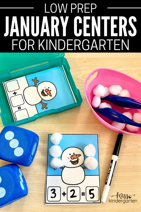 Kindergarten After Winter Break, January Lesson Plans For Kindergarten, January In Kindergarten, January Kindergarten Themes, December Math Centers Kindergarten, January Literacy Centers Kindergarten, January Kindergarten Centers, Winter Math Centers Kindergarten, January Centers For Kindergarten