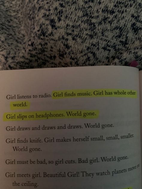 Book Annotation Quotes, Girl In Pieces Quotes, Girl In Pieces, Girl In Peices Book Quote, Poetry Books Annotated, Girl In Pieces Book Quotes, Book Dedication Annotations, Book Quote Annotations, Pieces Quotes