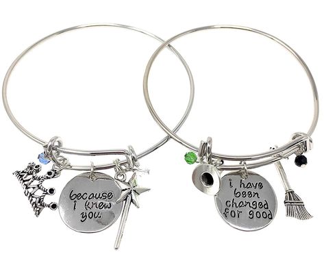 Theatre Nerds Wicked Charm Friendship Bracelet Set - for Broadway Musical Fans Bff Love, Themed Bracelets, Elphaba And Glinda, Fandom Jewelry, Wicked Musical, Adjustable Bangle Bracelet, Theatre Nerds, Broadway Musical, Adjustable Bangle