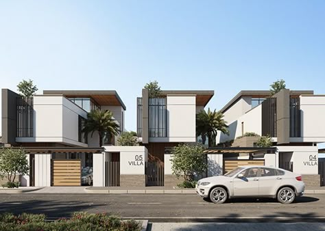 Row Houses Elevations, Row House Elevation Design Modern, Modern Row House Design, Row House Elevation Design, Row House Elevation, Modern Townhouse Designs, Row Villas, Modern Row House, Row House Design