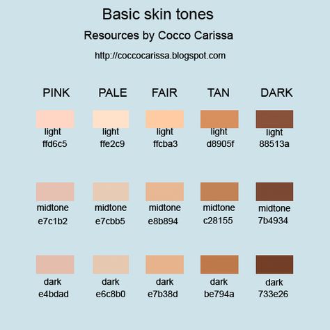 Skin Tone Chart, Skin Color Chart, Skin Palette, Hex Color Palette, Skin Color Palette, Colors For Skin Tone, Hex Codes, Hex Color Codes, Descriptive Writing